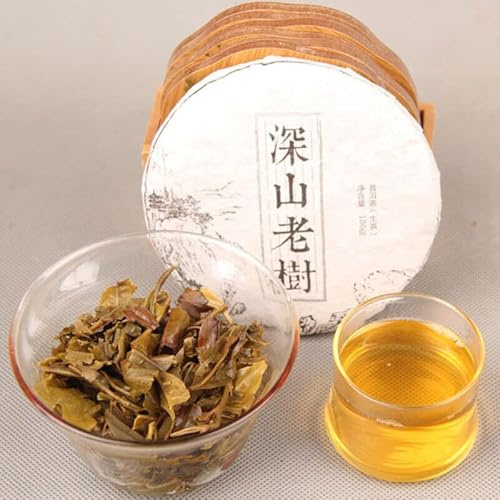 HELLOYOUNG 100g de gâteau de thé Pu'er naturel chinois ancien Aliment biologique vert techniques traditionnelles avec une saveur riche Thé pu-erh Pu'er Tea（1pc) (1 pc)