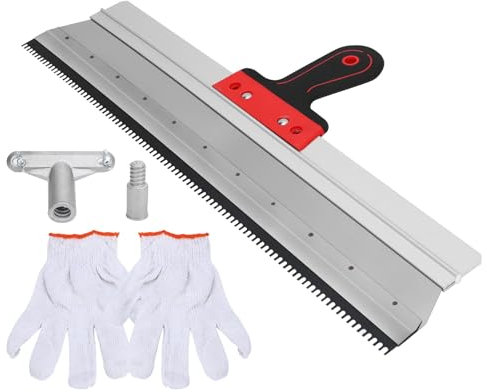 Spatola di Compensazione Professionale, 560mm Spatola Dentata in Acciaio Inossidabile con Impugnatura Morbida, Regolazione in Altezza e Supporto per Manico, per Cantiere, Decorazione