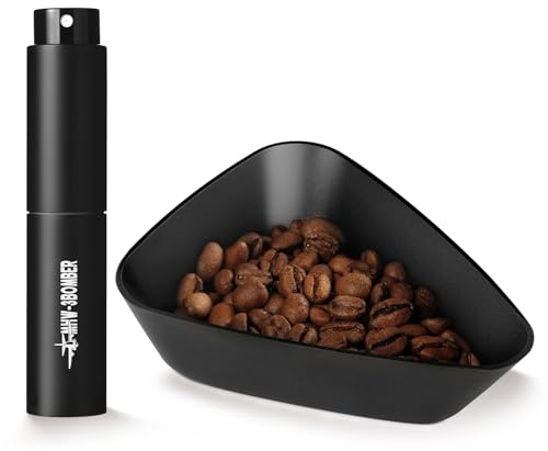 MHW-3BOMBER Coffee Bean Dosing Cup and RDT Spray Bottle Set - Aluminum Coffee Dosing Cup & 10ml Spritzer - Measuring Tray for Coffee/Tea - Espresso Accessories Kit P7112B