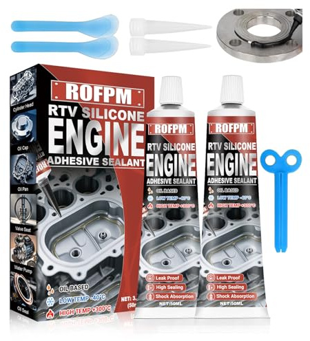 ROFPM 2PCS Motordichtmasse Schwarz, RTV Silikon, -60℃ bis +300℃, HitzebestäNdig, ÖLbestäNdig, Auspuff & Kühlerdichtmittel, für Kfz-Motorrad, Getrieben, Ölwannen, Ventildeckel, Zylinderkopfdichtung