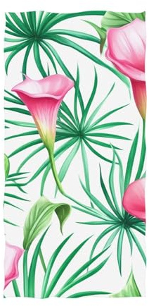 Floral Pink Calla Lilies Green Palm Luxury Bath Sheets Large 32x64 Inch, Soft Bathroom Towels for Body Pool Classic Quick Dry Beach Towel Lightweight