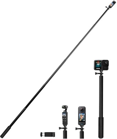 3m Selfie Stick Stativ aus Wasserdicht Aluminium für iPhone, Insta 360 | 42-300 cm, mit Handyhalter & Tasche,für iPhone, Insta 360 X5/X4/X3/ONE RS/X2, GoPro Hero, DJI Osmo Action
