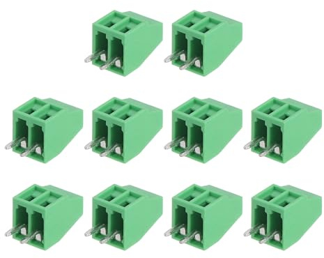 sourcing map 10Pcs 2 Pin PCB Mount Vite Morsettiera Connettori 2.54mm 0.1 Pollice Pitch, Verde