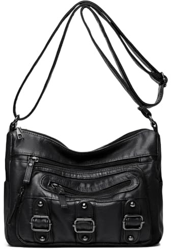 Mabecol Handtasche Damen, Shopper Tasche PU-Leder, Schultertasche | Y2K Vintage Retro Tote Bag Mit Crossbody Schultergurt, Elegante Große Umhängetasche Für Uni, Arbeit, Alltag Und Reisen