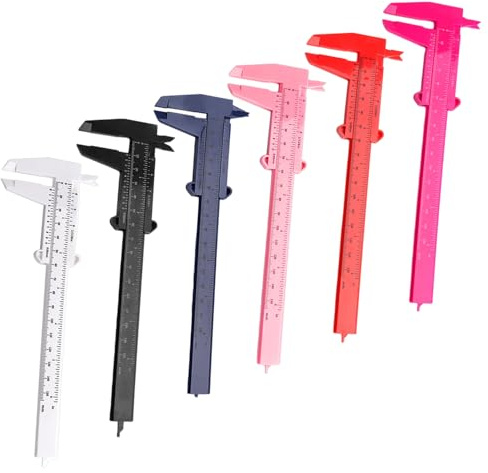 OAAO 6 Mini Calibro A Corsoio in Plastica, Scala Precisa, Righello di Misurazione per Gioielli A Mano AntiGraffio, Adatto per Uffici, Scuole E Famiglie.