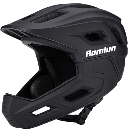 Aomiun Kids Full Face Helmet Detachable Childrens Bike Helmet Youth Protective Gear with Reinforced Chin Bar 18 Vents for Cycling Skateboarding 51-54cm