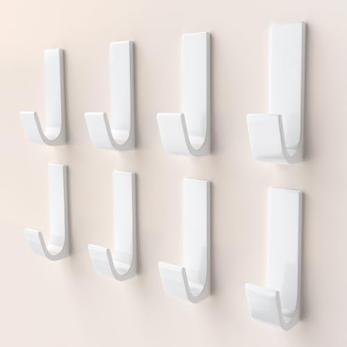 VOCITY 8 Stück Klebehaken Extra Stark Klebehaken Weiß | Wandhaken Selbstklebend Handtuchhaken Ohne Bohren, Wasserdicht für Zimmer, Küche, Hängt Kleidung und Küchenartikel