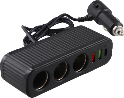 Répartiteur Allume-Cigare 3 Ports, Chargeur de Voiture multiport, 3 Prises Allume-Cigare, Port USB à Charge Rapide PD, câble Long pour Une Conduite Plus Confortable