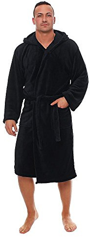 Herren Damen Bademantel Kingston Microfaser Morgenmantel mit Kapuze