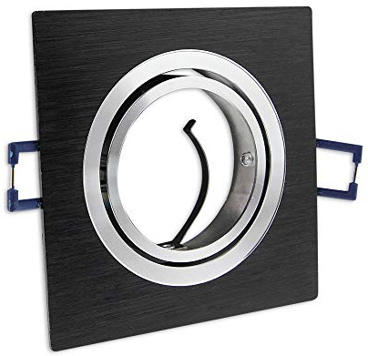 10x Einbaurahmen Set aus Aluminium schwenkbar für GU10, MR16 - geeignet für LED und Halogen-Leuchtmittel - Rahmen in schöner Optik - Einbaustrahler hochwertig verarbeitet | eckig - schwarz