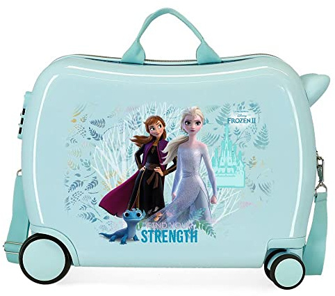 Disney Find Your Strenght Maleta Infantil con 2 Ruedas multidireccionales, Niñas, Azul, 50x38x20 cm