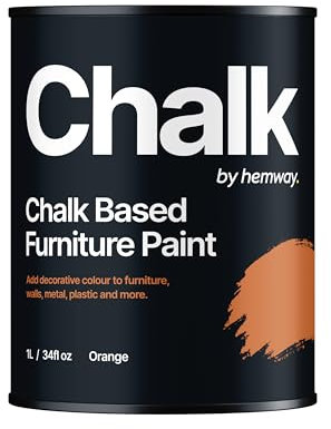 Hemway - Chalk Based Furniture Paint - Orange 1 L | Chalky Matt Shabby Chic Finish for Interior & Exterior Home Decor | Quick Dry & All-in-one