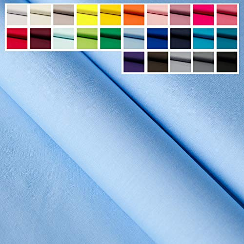 Premium Baumwollstoff Uni Meterware - 100% Baumwolle Einfarbig - Oeko-Tex 100, 145cm Breite, Meterware ab 50 cm Zuschnitt/Länge (Babyblau)