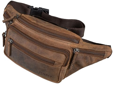 STILORD 'Zion' Marsupio in Pelle Vintage Moderno Uomo Donna Borsa a Vita in Cuoio Vero Borsello con Cerniere Resistente alla Moda, Colore:calais - marrone