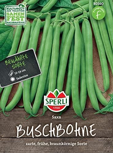 Sperli Buschbohnensamen Saxa 80160 - frühe, robuste, braunkörnige Sorte - Inhalt für 3-4 lfd. Meter - Gemüsesamen, Samen Gemüse, Gemüsepflanzen, Saatgut | frühe Reife, robuste Sorte, braune Körner, ertragreich, für Freilandanbau, einfache Aussaat, ideal für Hobbygärtner