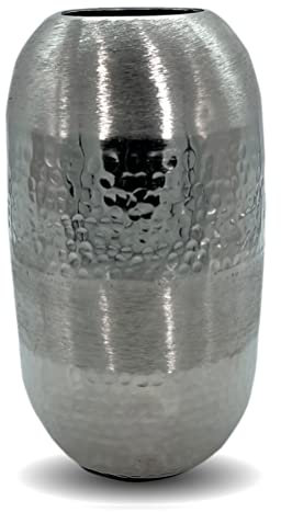Aluminium Vase rund 14 x 25cm Blumenvase für Pampasgras Trockenblumen Sträuße Silber