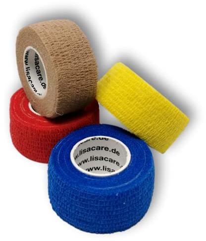 LisaCare Självhäftande plåsterrulle – färgglada plåster – elastiska, vattentäta, damm- och smutsavvisande plåster – färgmix 1–4 rullar á 2,5 cm x 4,5 m