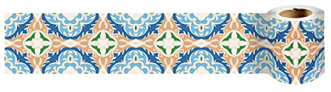 Dostear Bordo decorazione autoadesiva rimovibile per cucina bagno piastrelle adesivo per pareti autoadesiva Motivo Blu 10cm X 240cm