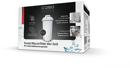 CASO Ersatz-Wasserfilter (6er-Set) - für Heisswasserspender, Verbesserung der Wasserqualität, Reduzierung von Kalk, Chlor und Schadstoffen, 5-schichtiges Filtrationsprinzip