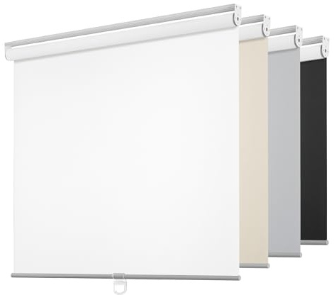 ChrisDowa Cordless Free-Stop 100% Blackout Blinds for Windows, Roller Windows Shades with Thermal Insulated, UV Protection Fabric for Living Room, Office and Home.White,34 W X 72 H