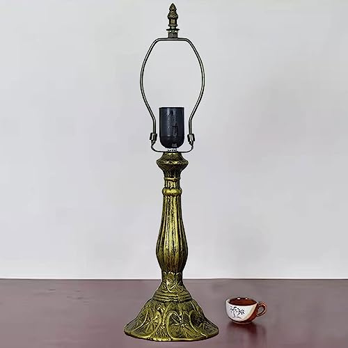 BOTOWI 19 hohe Lampenfassung aus Legierung, Tischlampensockel, Bronze, Knopfschalterdraht, für 12-Zoll-Lampenschirm im Tiffany-Stil