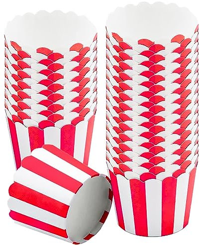 Pirottini Muffin, 50 Pezzi Pirottini per Muffin Carta Mini Pirottini per Confetti Bicchieri Usa e Getta Rosso e Bianco Caramelle Contenitori per Matrimoni Compleanni Feste