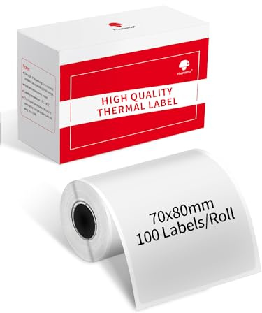 Phomemo transparent termisk etikett, skrivarpapper, transparent etikett för gör-det-själv-design, QR-kod, namnskyltar kompatibel med M220 M250 M221 etikettskrivare, 70x80mm,100 etiketter/rulle