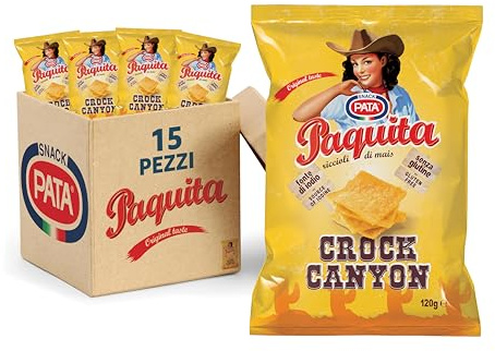 PATA | Paquita Crock Canyon, Riccioli di Mais Senza Glutine, Con Olio di Semi di Girasole, Fonte di Iodio, 15x120g