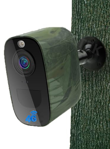 4G LTE Cámara de Seguridad Vigilancia Inalámbrica con Baterías Exterior,con SIM Tarjeta,4MP Cámara vigilancia Domicilio,Visión Nocturna en Color,Humano PIR Sensor,Audio Bidireccional (Camuflaje)