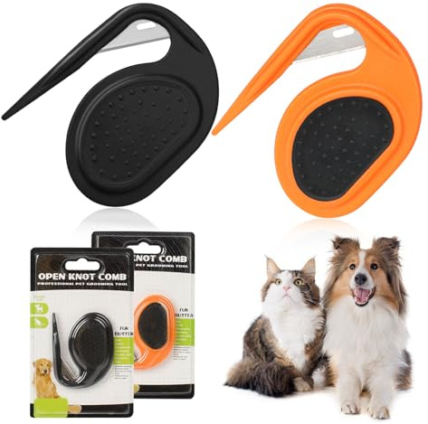 KJG Entfilzungsmesser Katze, Pet Knotting Comb mit Stahlklinge, Knotenkamm für Katzen, Entfilzungskamm für Hunde, Katzen Kamm, für langhaarige Katzen, Hunde