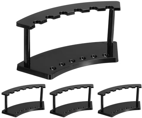 QUARKZMAN 4 Pack Plastik Stift Halter 6-Slot Augenbraue Stift Regal Schwarz | Acryl Stift Display Ständer, Make-up Pinsel Organizer, für Büro Zuhause Laden, Vertikal