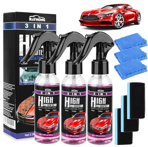 High Protection 3in1 Spray,Autopolitur Auto Kratzer Entferner,300 ml Nano Spray Auto Keramikversiegelung,Autolack Außen Restaurator Autopolitur,Hoher Schutz Schnelles