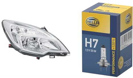 Hella FF/Halogen-Hauptscheinwerfer - für u.a. Opel Meriva B Mpv (S10) - ECE - für Rechtsverkehr - rechts & Halogen-Glühlampe - H7 - Performance + 120%