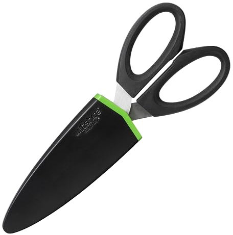 Wiltshire Staysharp Kitchen Scissors, Self-Sharpening Slim Design Scababrd, Sharp at All Times, Multi-Purpose Cutter for Food Prep, Soft Touch Handle Easy Cleaning, Black