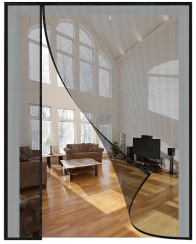 Magnet Fly Screen Door 105x195cm, Heavy-Duty Net Insect Protection Balcony Door with Magnet, Fly Screen Balcony Door Without Drilling, Black Insect Protection Curtain for Balcony Door Patio Door