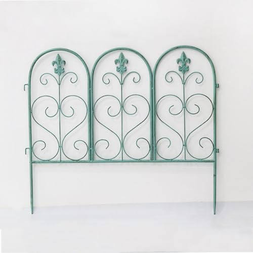 4 Pièces Clôture en Métal Pour Jardin, 220 x 50CM Barriere Exterieur, Bordure De Barrière Pour Animaux, Pour Terrasse (Green)