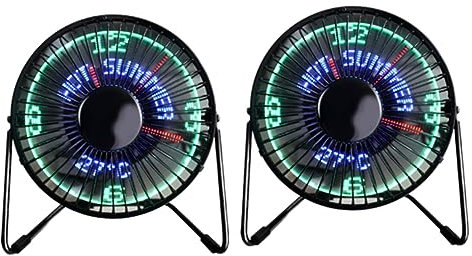 BELLIFFY 2 Pz Tifoso Personale Ventola Desktop Usb Ventilatori Per Ufficio Orologio Con Ventola Led Usb Ventilatori Da Tavolo Ventilatore Da Ufficio Fan Dell'orologio Black