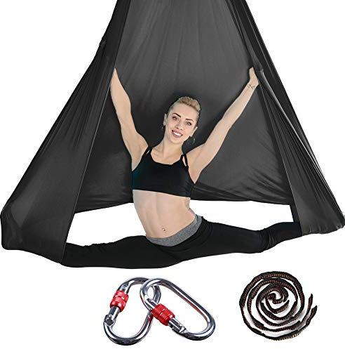 Aerial Yoga Tuch DIY Premium Silks Aerial Equipment Elastische Yoga Hängematte Tuch Sling Swing Vertikaltuch Yogatuch Hammock Fitness für Pilates Gymnastik Antigravity Inversionsübungen