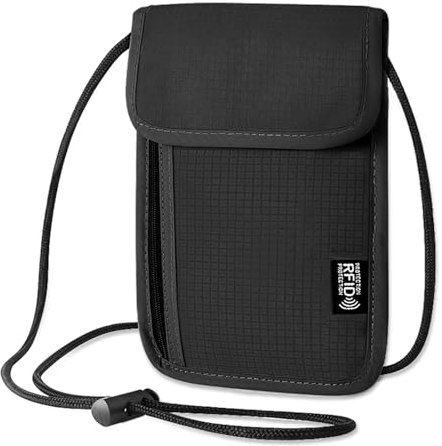 Brustbeutel mit RFID Schutz, Brusttasche Herren Anti-Diebstahl Unisex Reisegeldbeutel Umhängetasche Damen Umhängegeldbeutel für Passport, Kreditkarten, Münzen und Reise Zubehör