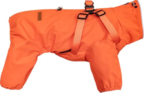 BT Bear Hundegeschirr-Regenmantel, Verstellbare 4-Bein-Hundejacke mit Geschirr Reflektierender Overall Wasserdichter Mantel für kleine und mittlere Hunde, Orange XXL