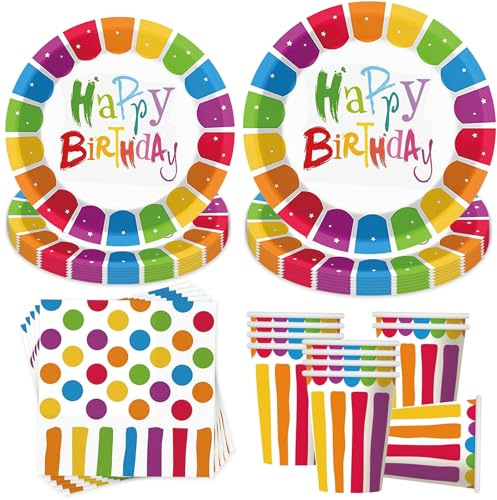 50 Stück Regenbogen Geburtstag Party Geschirr,Regenbogen Partygeschirr Set,Regenbogen Pappteller,Partygeschirr Geburtstag,Kindergeburtstag Geschirr Set,Mit Teller Becher Servietten