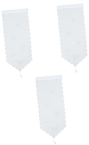 Zerodeko 3 STK Vorhang Triangle dreieckiger Fensterbehang gardinen feststeller vorhänge mit Voile-Stabtasche Spitzenvorhänge Voile mit Quaste bestickte Gardinen Fenstervorhänge aus Tüll