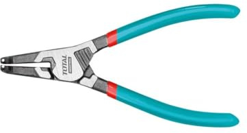 TOTAL - Pinze curve per l'apertura interna ed esterna delle rondelle - 180 mm - Acciaio Cr-V e finitura nera lucida - Resistente alla corrosione - Per anelli di sicurezza interni ed esterni