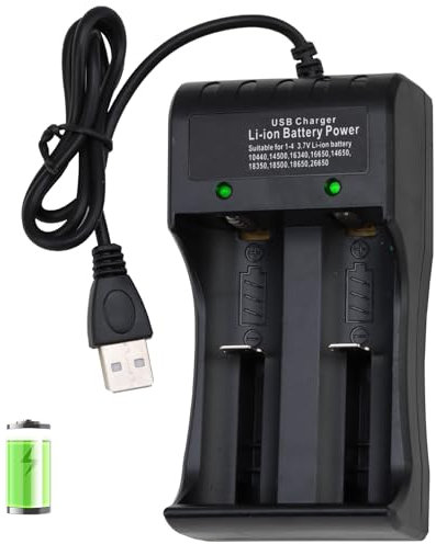 Dual 18650 Battery Charger 3.7V/4.2V Li-ion Rechargeable Batteries Charger Universal USB Battery Fast Charging Slots for 10440 14500 16340 16650 14650 18350 18500 26650 18650 Batteries