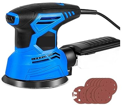 Máquina pulidora en Húmedo, Lijadora eléctrica Orbital aleatoria de 300W con 21 Uds. De lijas de 125mm, pulidor de recolección de polvo fuerte