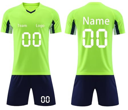 Customisable Jersey mit eigenem Namen und Nummer Logo Kinder Fußball Trikots mit T-Shirt und Shorts Fussball Set Fußball Trainingsanzug für Jungen und Männer