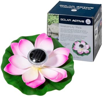 FIAP SOLAR ACTIVE WaterLily WHITE- schwimmende Seerose - Solarbeleuchtung-LED-inklusive Akkubatterie - Teichbeleuchtung -weiß - Gartenteich - Pool -solar (Pink)