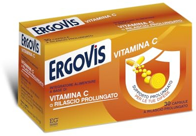 EG ERGOVIS | VITAMINA C | Formulazione a Rilascio Prolungato | Livelli di Vitamina C Costantemente Alti per 8 ore | formato 30 Capsule