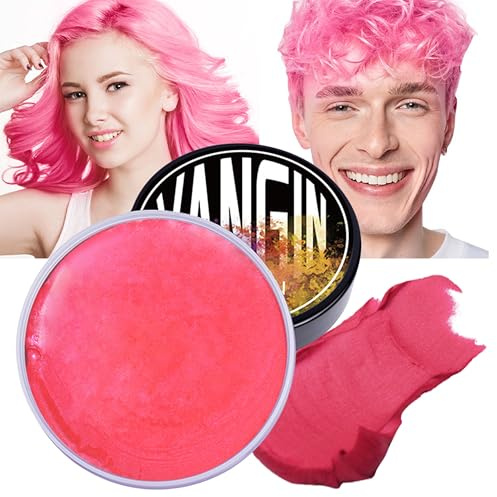 Temporäre Rosarot Haarfarbe, Styling Haartone für Männer Frauen, Natürliche Frisur Pomade, Haarfärbemittel Wachs für Party, Cosplay & Halloween, Weihnachten, Temporary Hair Dye Cream (100g, Rose Red)
