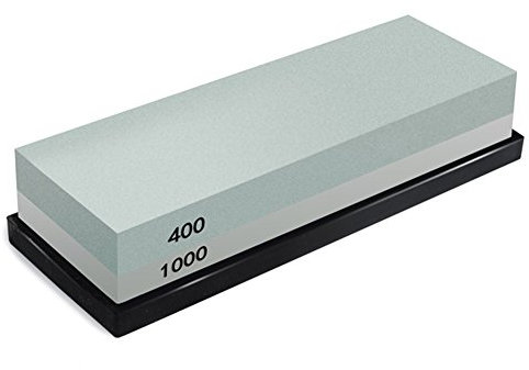 NONDK Whetstone, 2-IN-1 Sharpening Stone 400/1000 Grit Waterstones, Knife Sharpener Rubber Stone Holder Included